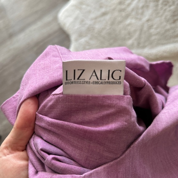 Unique Flour Sack Asymmetrical Purple Dress with Button Details - Picture 8 of 10